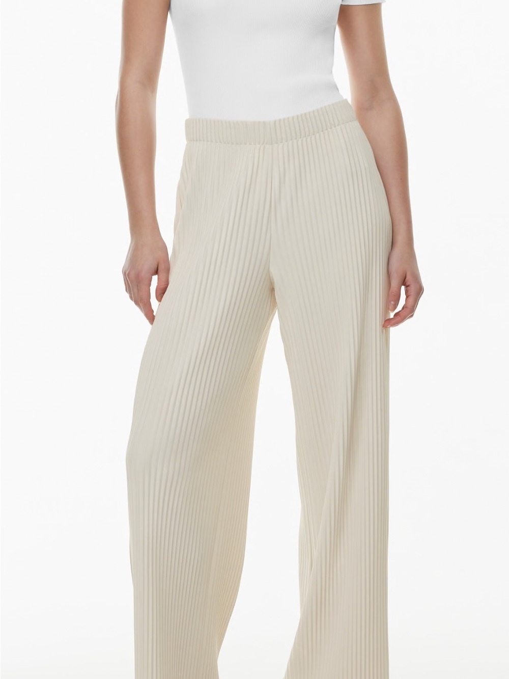 Babaton Cream Pleated Wide-Leg Joggers skilled pant